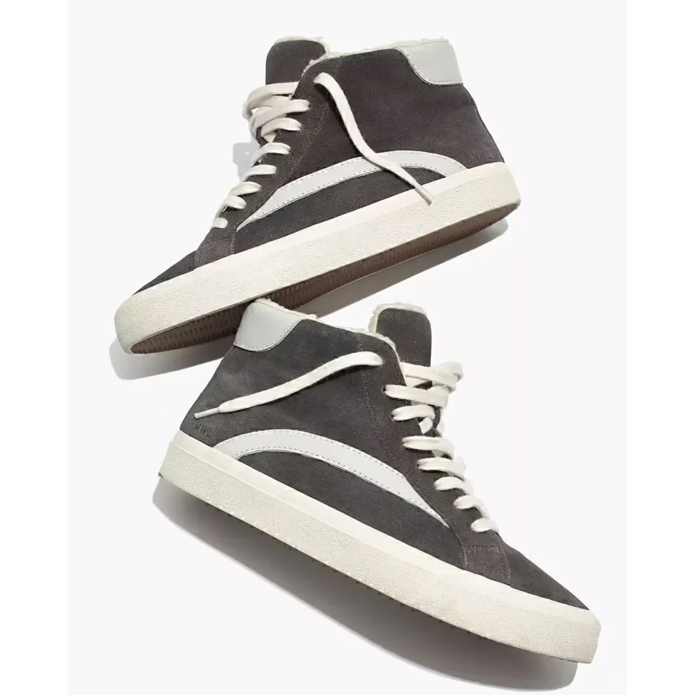 Madewell Sidewalk High-Top Sneakers in Suede and Sherpa W’s7 M’s 5.5